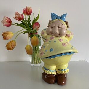 Vintage 1980 Hobbyist Ceramic Hand Painted “Miss Piggy” Piggy Bank